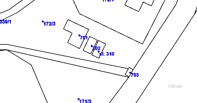 Parcela st. 310 v KÚ Vojkovice u Kralup nad Vltavou, Katastrální mapa