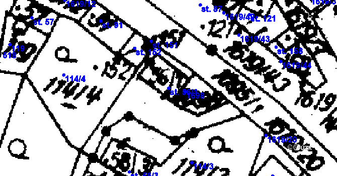 Parcela st. 56/1 v KÚ Jakubov, Katastrální mapa