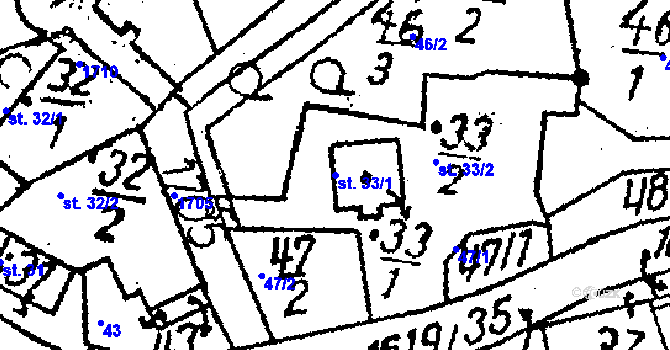 Parcela st. 33/1 v KÚ Jakubov, Katastrální mapa
