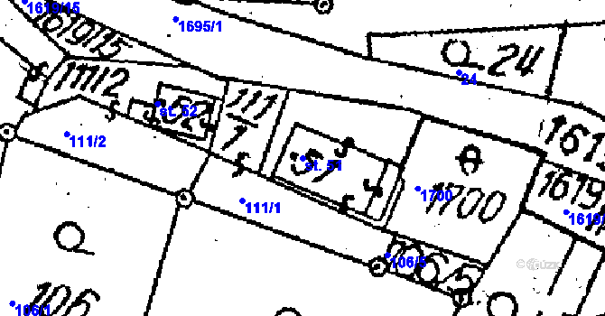 Parcela st. 51 v KÚ Jakubov, Katastrální mapa