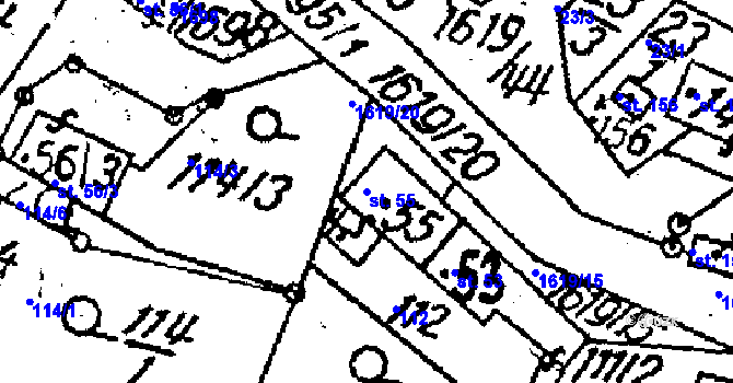 Parcela st. 55 v KÚ Jakubov, Katastrální mapa