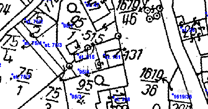 Parcela st. 131 v KÚ Jakubov, Katastrální mapa