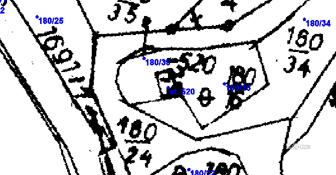 Parcela st. 520 v KÚ Jakubov, Katastrální mapa