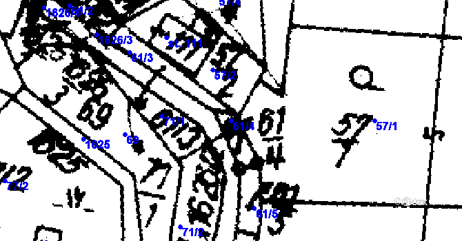 Parcela st. 61/4 v KÚ Jakubov, Katastrální mapa