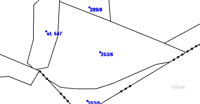 Parcela st. 253/6 v KÚ Jakubov, Katastrální mapa