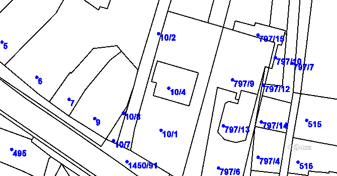 Parcela st. 10/4 v KÚ Vojkovice u Židlochovic, Katastrální mapa
