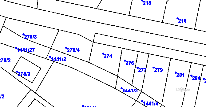 Parcela st. 274 v KÚ Vojkovice u Židlochovic, Katastrální mapa