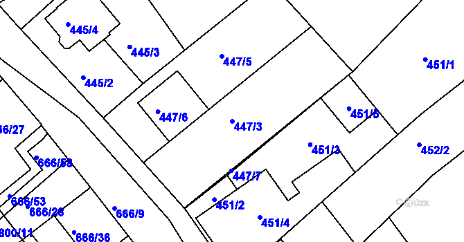 Parcela st. 447/3 v KÚ Vojkovice u Židlochovic, Katastrální mapa