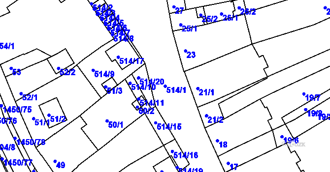 Parcela st. 514/1 v KÚ Vojkovice u Židlochovic, Katastrální mapa