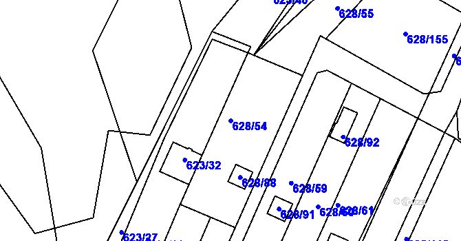 Parcela st. 628/54 v KÚ Vojkovice u Židlochovic, Katastrální mapa