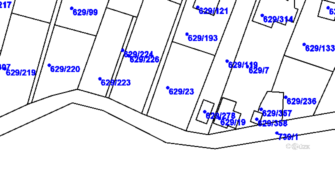 Parcela st. 629/23 v KÚ Vojkovice u Židlochovic, Katastrální mapa
