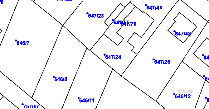 Parcela st. 647/24 v KÚ Vojkovice u Židlochovic, Katastrální mapa