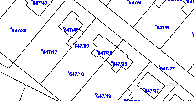 Parcela st. 647/35 v KÚ Vojkovice u Židlochovic, Katastrální mapa