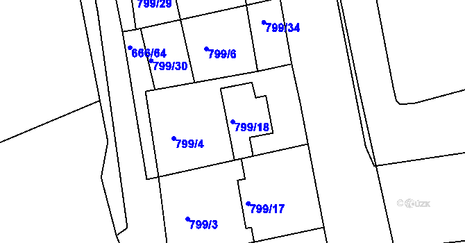 Parcela st. 799/18 v KÚ Vojkovice u Židlochovic, Katastrální mapa