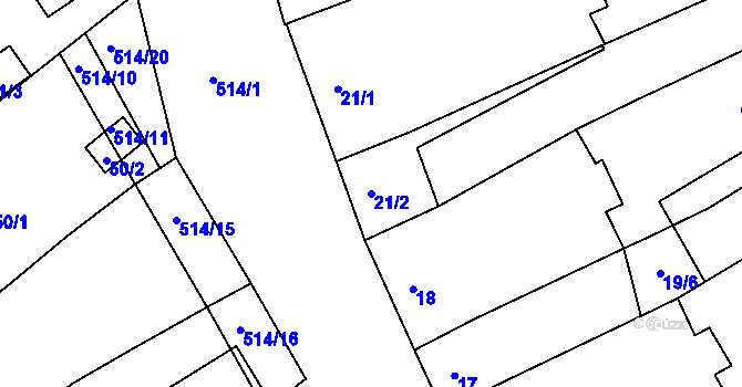 Parcela st. 21/2 v KÚ Vojkovice u Židlochovic, Katastrální mapa