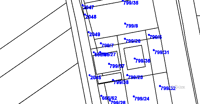 Parcela st. 799/27 v KÚ Vojkovice u Židlochovic, Katastrální mapa