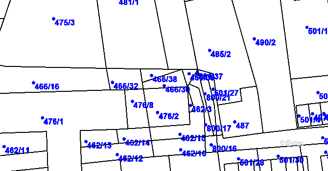 Parcela st. 466/30 v KÚ Vojkovice u Židlochovic, Katastrální mapa