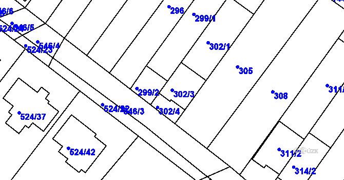 Parcela st. 302/3 v KÚ Vojkovice u Židlochovic, Katastrální mapa