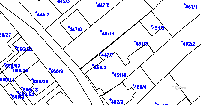 Parcela st. 447/7 v KÚ Vojkovice u Židlochovic, Katastrální mapa