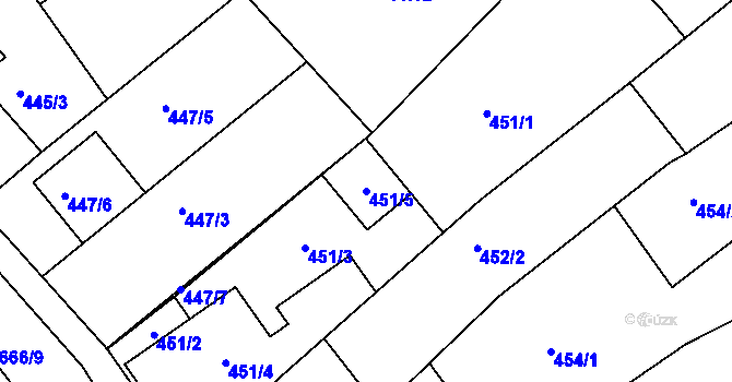 Parcela st. 451/5 v KÚ Vojkovice u Židlochovic, Katastrální mapa
