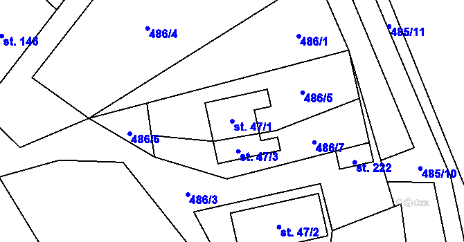 Parcela st. 47/1 v KÚ Vojkovice, Katastrální mapa
