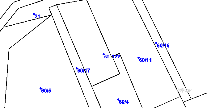 Parcela st. 122 v KÚ Vojkovice, Katastrální mapa