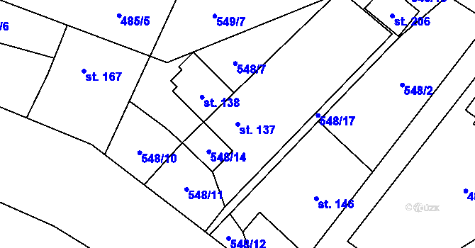 Parcela st. 137 v KÚ Vojkovice, Katastrální mapa