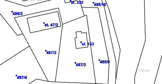 Parcela st. 153 v KÚ Vojkovice, Katastrální mapa