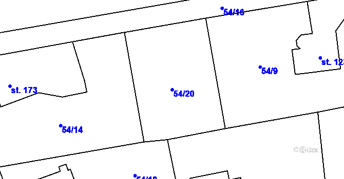 Parcela st. 54/20 v KÚ Vojkovice, Katastrální mapa