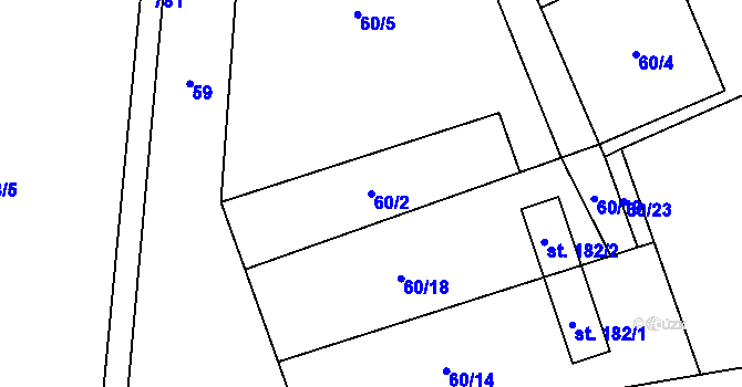 Parcela st. 60/2 v KÚ Vojkovice, Katastrální mapa