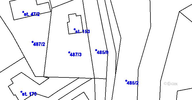 Parcela st. 485/9 v KÚ Vojkovice, Katastrální mapa