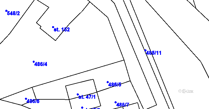 Parcela st. 486/1 v KÚ Vojkovice, Katastrální mapa