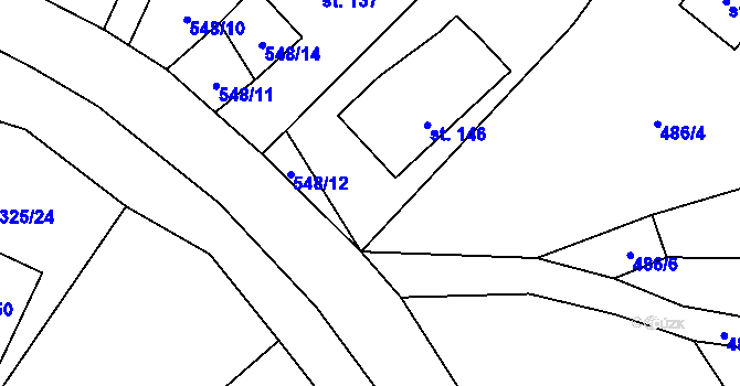 Parcela st. 548/13 v KÚ Vojkovice, Katastrální mapa