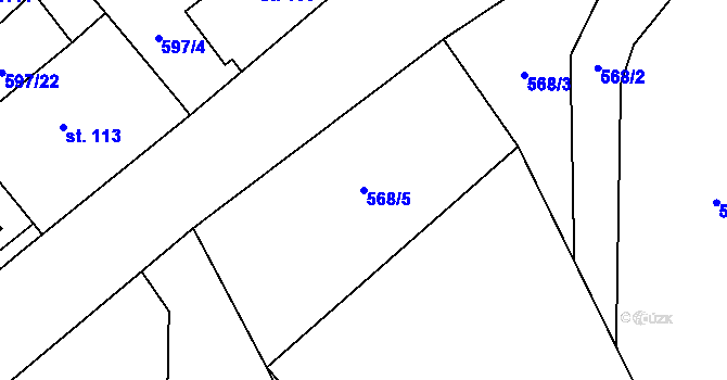 Parcela st. 568/5 v KÚ Vojkovice, Katastrální mapa