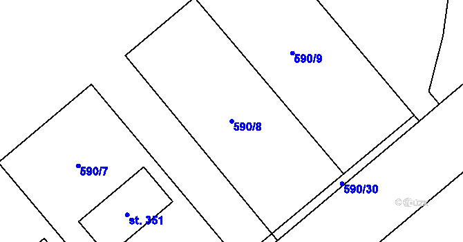 Parcela st. 590/8 v KÚ Vojkovice, Katastrální mapa