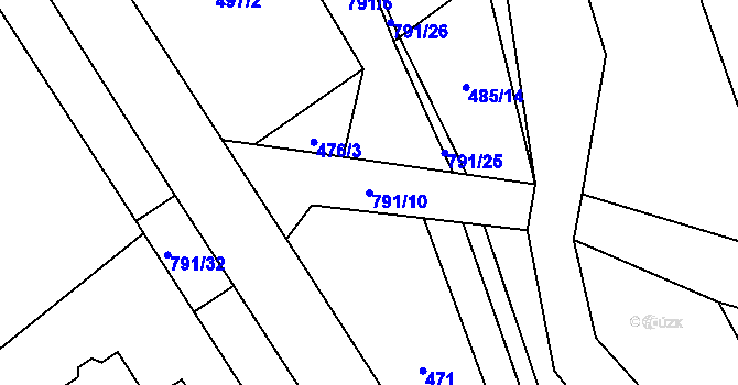 Parcela st. 791/10 v KÚ Vojkovice, Katastrální mapa