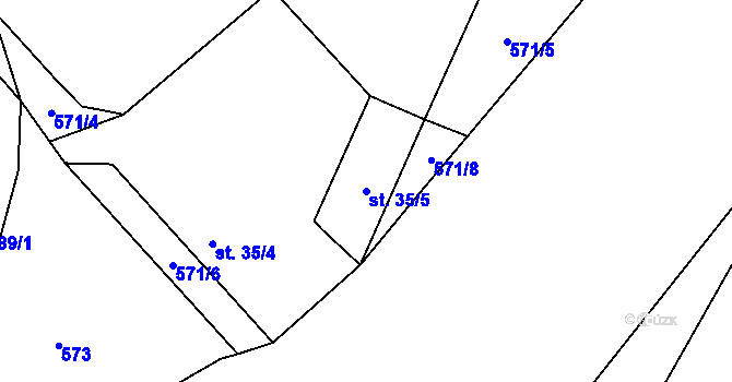 Parcela st. 35/5 v KÚ Vojkovice, Katastrální mapa