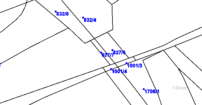 Parcela st. 827/7 v KÚ Vojkovice, Katastrální mapa
