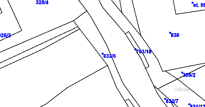 Parcela st. 832/5 v KÚ Vojkovice, Katastrální mapa