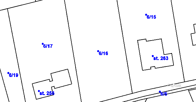 Parcela st. 6/16 v KÚ Vojkovice, Katastrální mapa