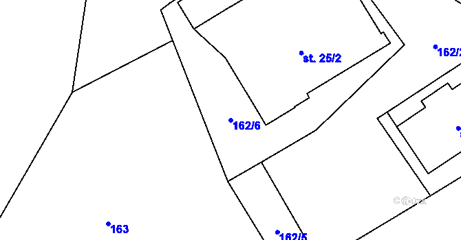 Parcela st. 162/6 v KÚ Vojkovice, Katastrální mapa