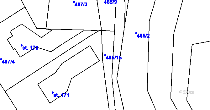 Parcela st. 485/15 v KÚ Vojkovice, Katastrální mapa