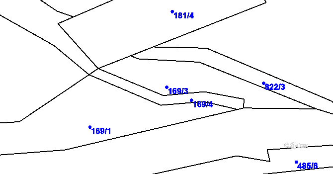 Parcela st. 169/3 v KÚ Vojkovice, Katastrální mapa