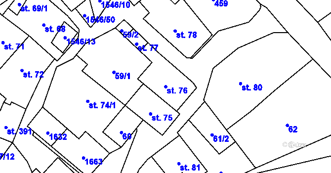 Parcela st. 76 v KÚ Vojnův Městec, Katastrální mapa