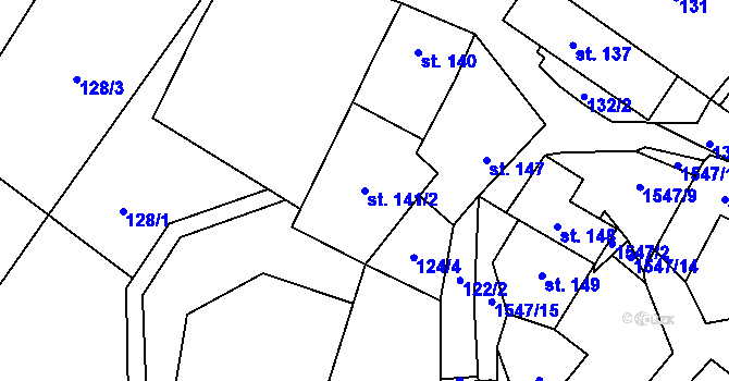 Parcela st. 141/2 v KÚ Vojnův Městec, Katastrální mapa