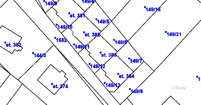 Parcela st. 383 v KÚ Vojnův Městec, Katastrální mapa
