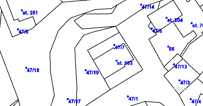 Parcela st. 47/7 v KÚ Vojnův Městec, Katastrální mapa