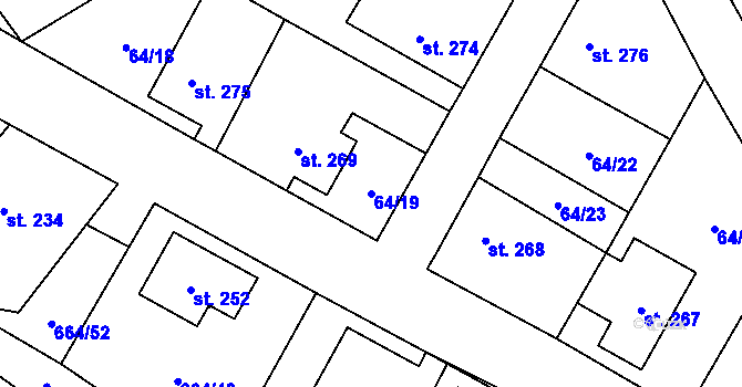 Parcela st. 64/19 v KÚ Vojnův Městec, Katastrální mapa