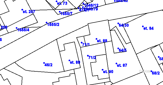 Parcela st. 71/1 v KÚ Vojnův Městec, Katastrální mapa