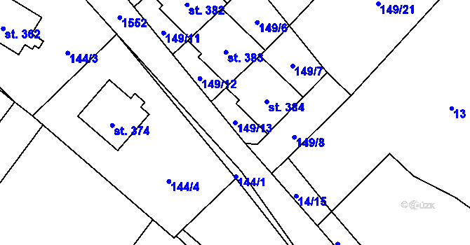 Parcela st. 149/13 v KÚ Vojnův Městec, Katastrální mapa